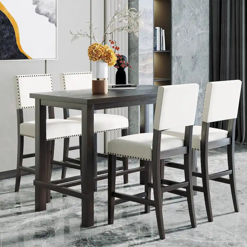 5-Piece Counter Height Dining Set with Table and 4 Chairs