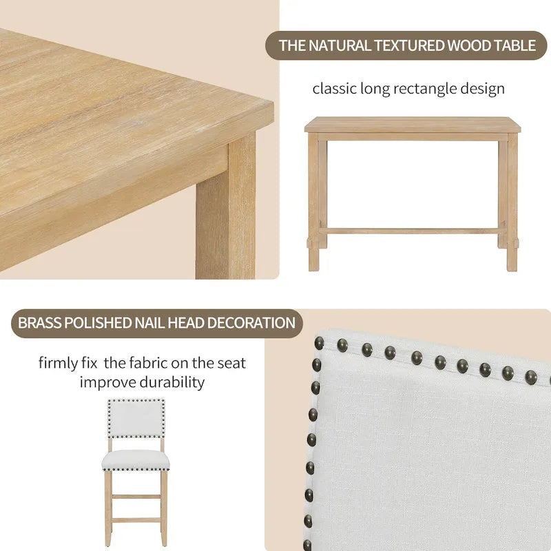 5-Piece Counter Height Dining Set with Table and 4 Chairs