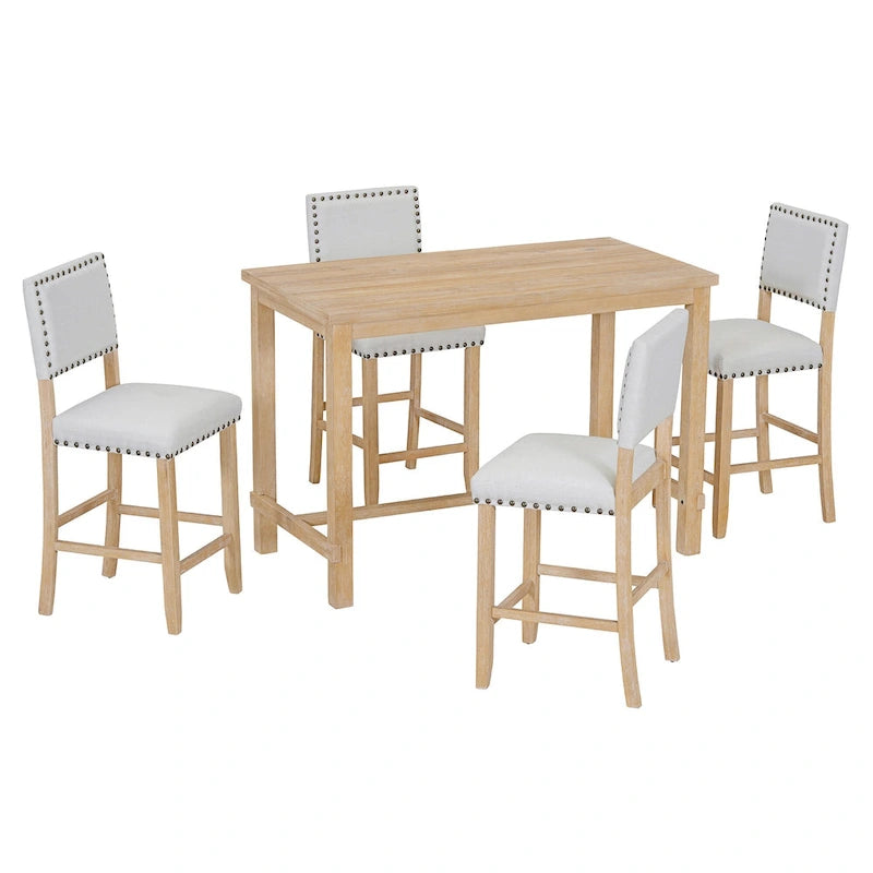 5-Piece Counter Height Dining Set with Table and 4 Chairs