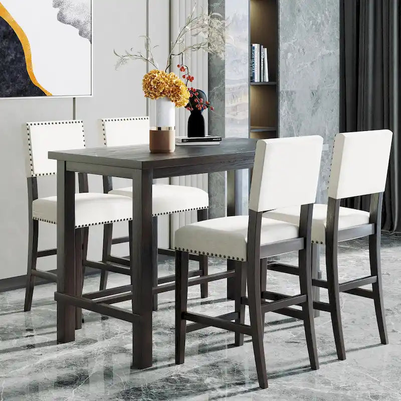 5-Piece Counter Height Dining Set with Table and 4 Chairs