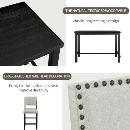 5-Piece Counter Height Dining Set with Table and 4 Chairs