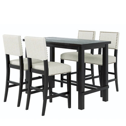 5-Piece Counter Height Dining Set with Table and 4 Chairs