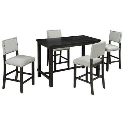 5-Piece Counter Height Dining Set with Table and 4 Chairs