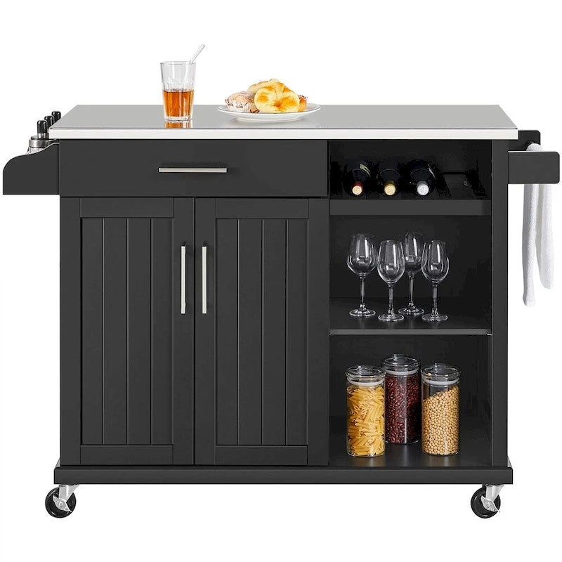 Yaheetech Rolling Kitchen Island Cart with Stainless Steel Top