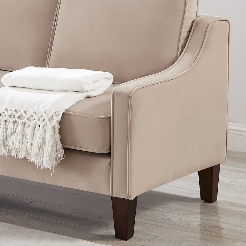 Modern Loveseat Sofa for Living Room Upholstered Velvet Small Couch - 51.5L x 29 W x 34.25 H , Seat height: 18