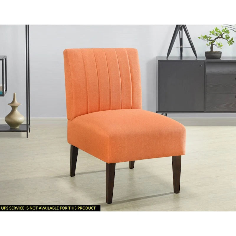 Stylish Comfortable Accent Chair 1pc Orange Fabric Upholstered Plush Seating Living Room Furniture Armless Chair