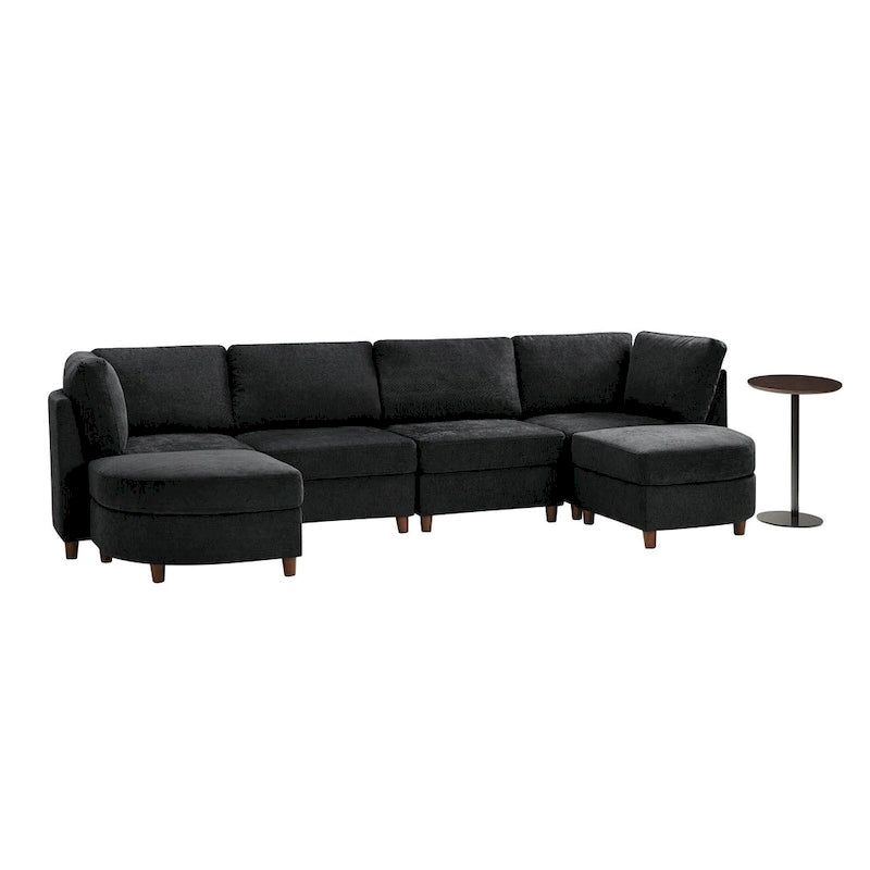 Mattia Modern Under-seat Storage Sectional Sofa with Round Table and Solid Wood Legs by HULALA HOME