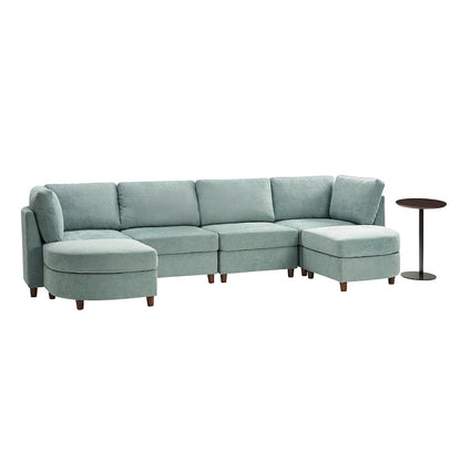 Mattia Modern Under-seat Storage Sectional Sofa with Round Table and Solid Wood Legs by HULALA HOME
