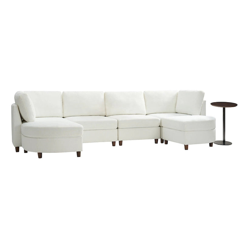 Mattia Modern Under-seat Storage Sectional Sofa with Round Table and Solid Wood Legs by HULALA HOME