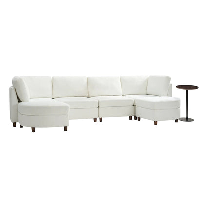 Mattia Modern Under-seat Storage Sectional Sofa with Round Table and Solid Wood Legs by HULALA HOME