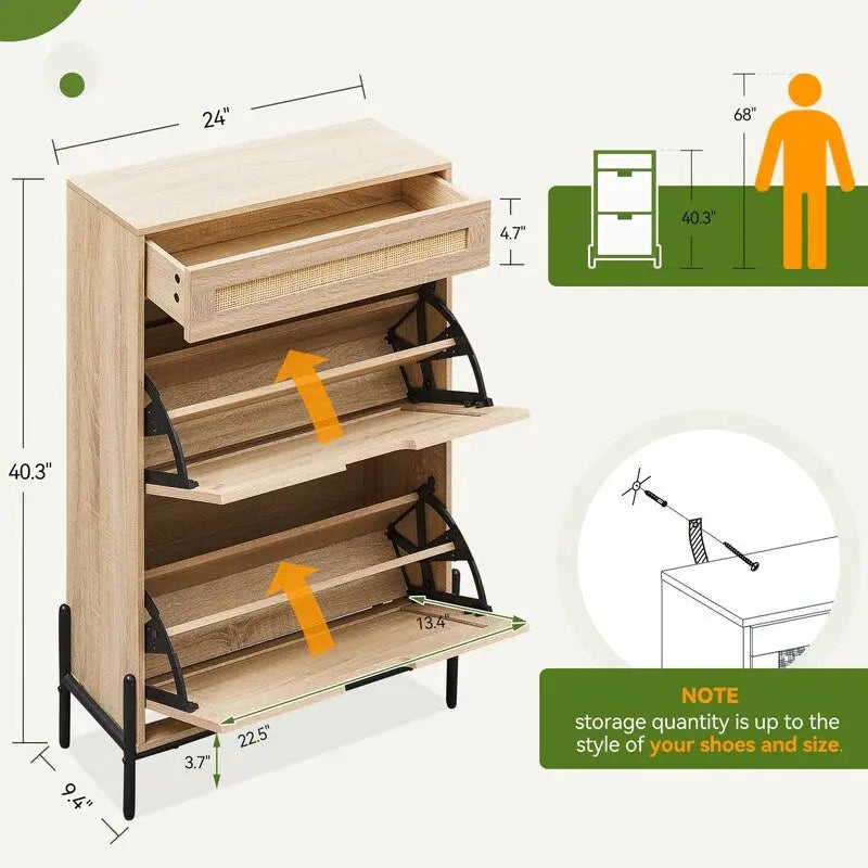 Two-door one-drawer shoe cabinet