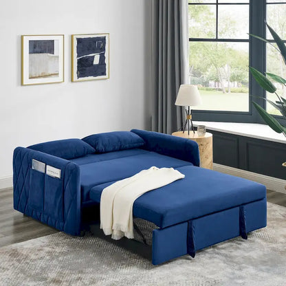 55 Modern Convertible Sofa Bed with 2 Detachable Arm Pockets