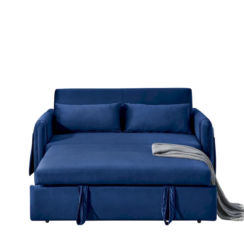 55 Modern Convertible Sofa Bed with 2 Detachable Arm Pockets