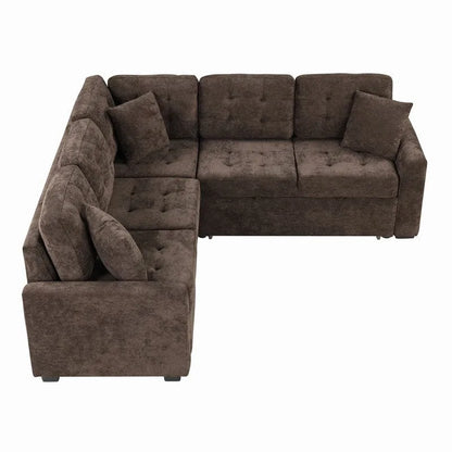 82.6 L-shape Sofa Bed,Sleeper Sofa with Wheels and USB Ports