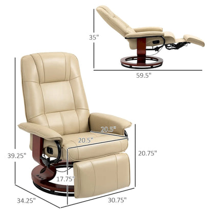 Faux Leather Manual Recliner with Swivel Wood Base