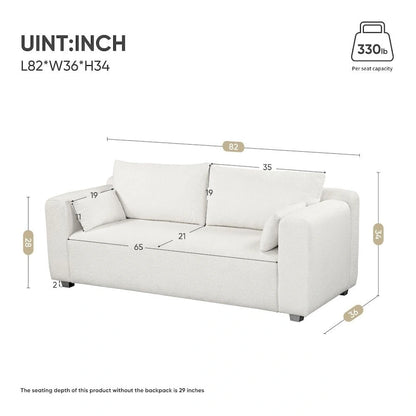 Modern Loop Yarn Fabric Sofa with Extra Wide Domed Arms