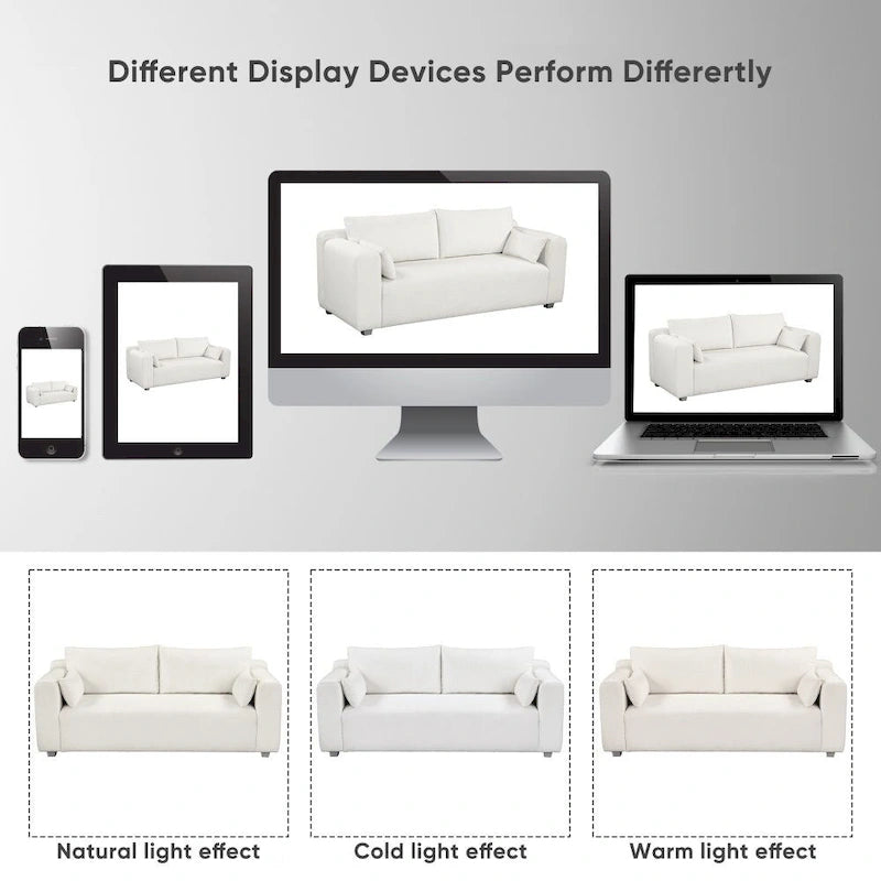 Modern Loop Yarn Fabric Sofa with Extra Wide Domed Arms