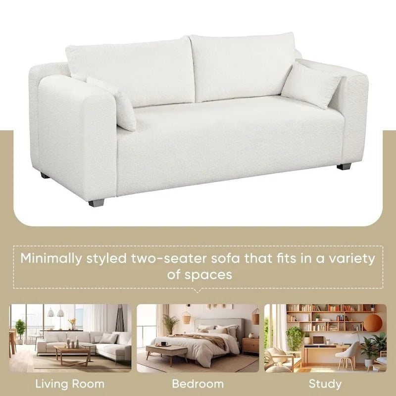 Modern Loop Yarn Fabric Sofa with Extra Wide Domed Arms