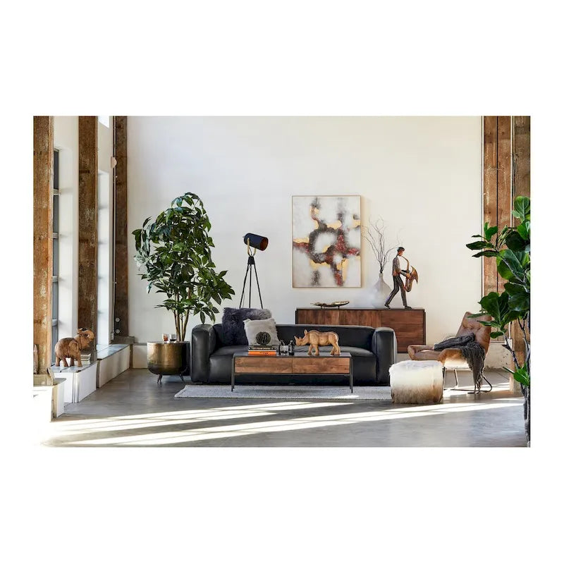 Macari Rustic Drum-Style Aluminum Accent Table - 19W x 19D x 18H