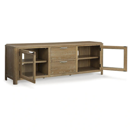 Signature Design by Ashley Rencott Light Brown 80 TV Stand for TVs up to 92 - 79.63 W x 20 D x 28 H