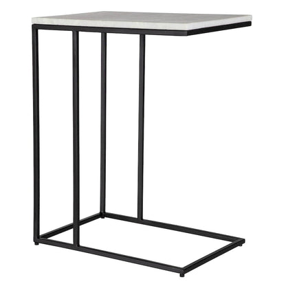 Porch & Den Black Metal and White Marble Accent Table