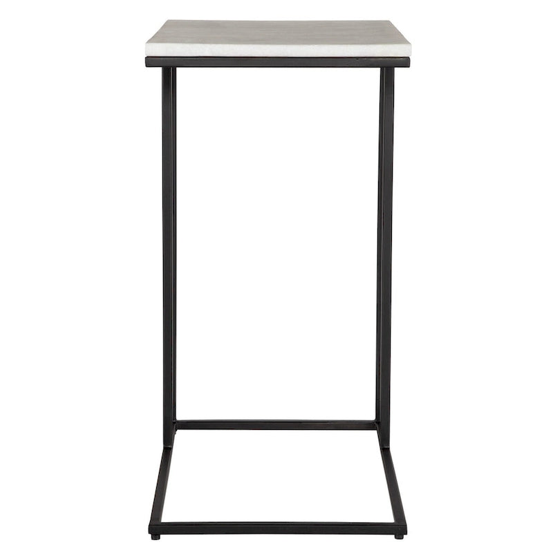 Porch & Den Black Metal and White Marble Accent Table