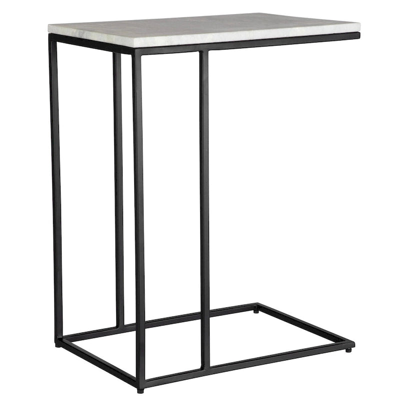 Porch & Den Black Metal and White Marble Accent Table