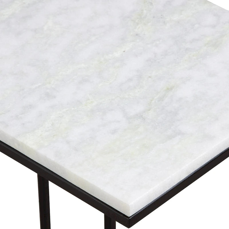 Porch & Den Black Metal and White Marble Accent Table