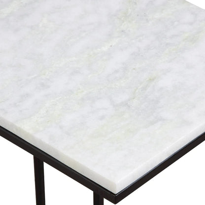 Porch & Den Black Metal and White Marble Accent Table