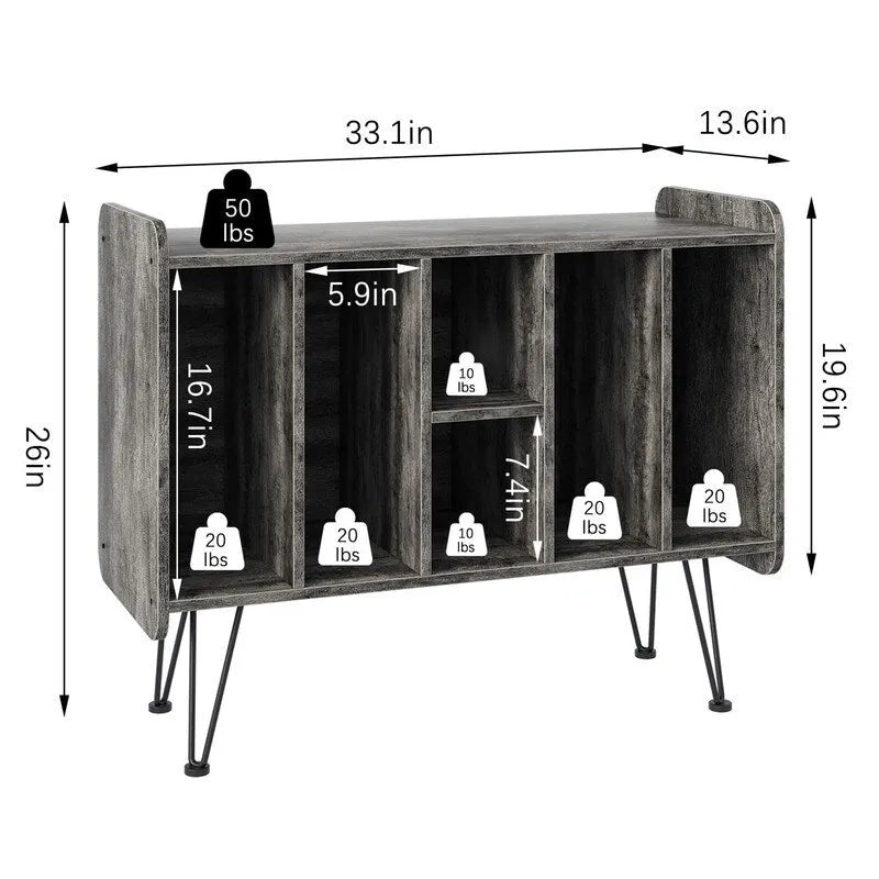 Large Vinyl Record Storage Stand - 13.6D x 33.1W x 26H