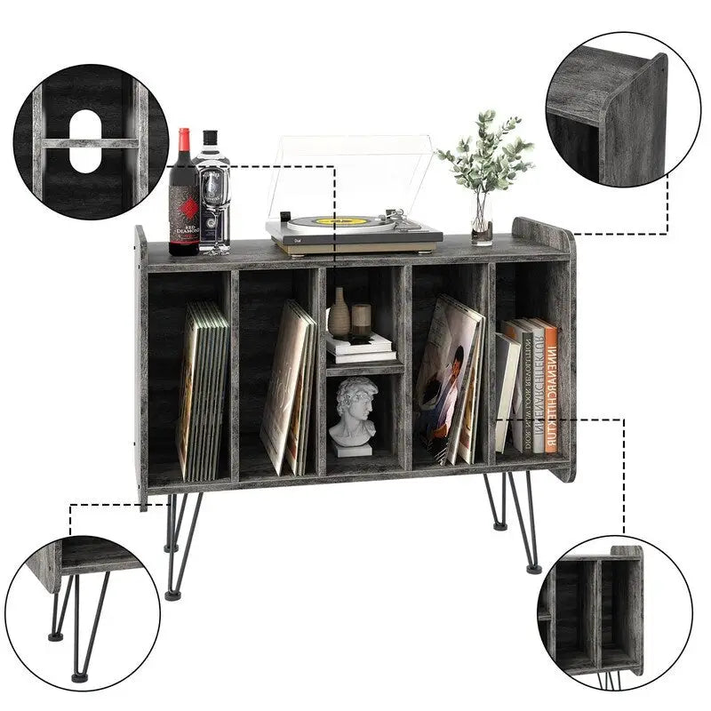 Large Vinyl Record Storage Stand - 13.6D x 33.1W x 26H