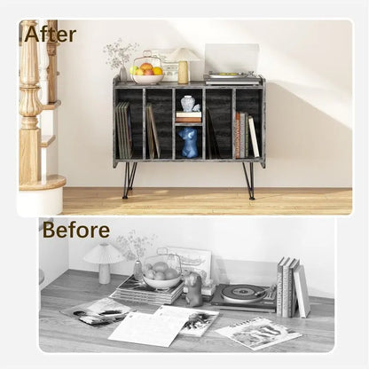 Large Vinyl Record Storage Stand - 13.6D x 33.1W x 26H