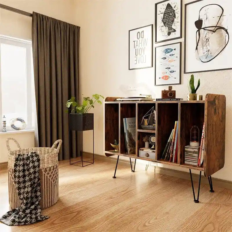 Large Vinyl Record Storage Stand - 13.6D x 33.1W x 26H