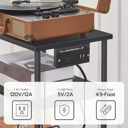 3 Tier Record Player Stand - 15.7L x 11.8W x 29.1H