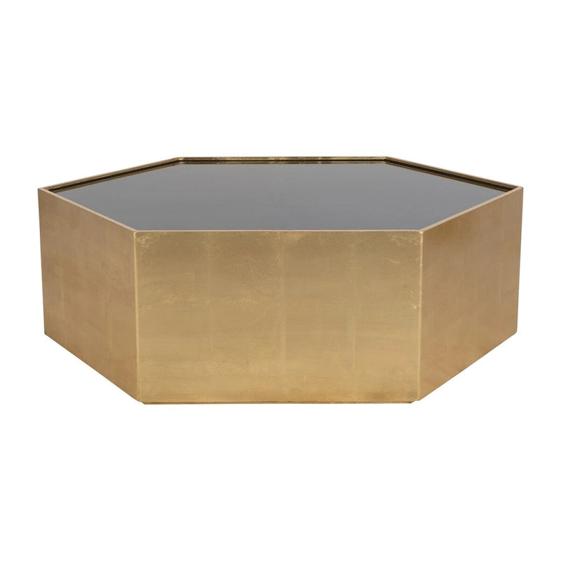 Sagebrook Home Glam Modern Wood Gold Hexagon Glass Top Coffee Table - 48 x 42 x 16