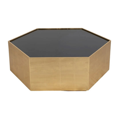 Sagebrook Home Glam Modern Wood Gold Hexagon Glass Top Coffee Table - 48 x 42 x 16
