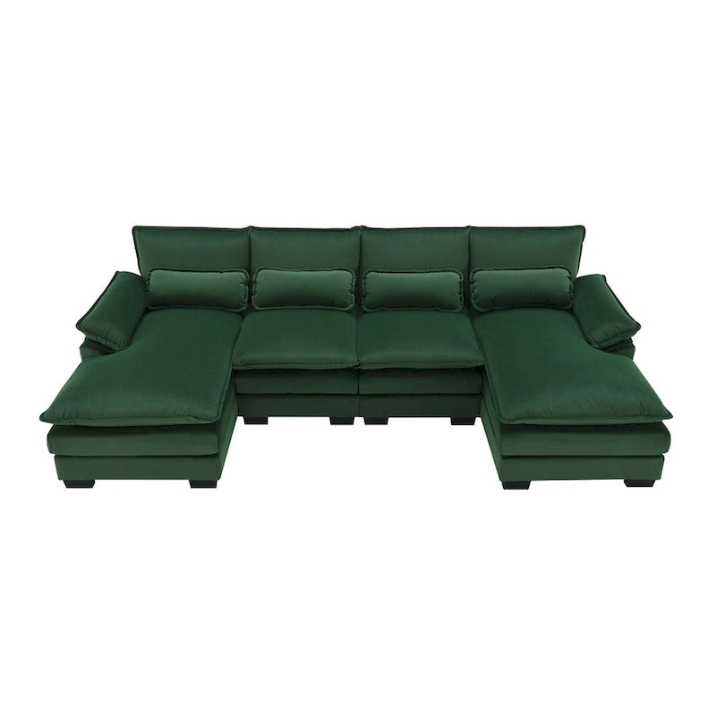 6-seat Upholstered Symmetrical Sofa Furniture U-shaped Sectional Sofa with Waist Pillows
