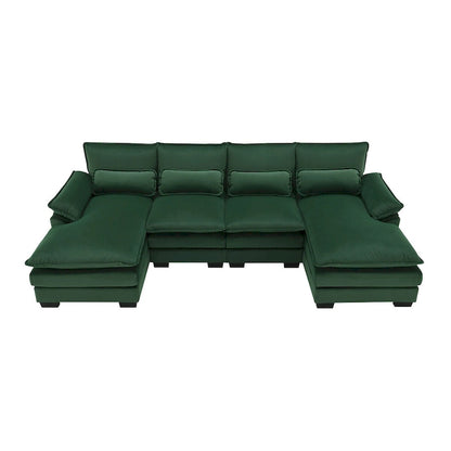 6-seat Upholstered Symmetrical Sofa Furniture U-shaped Sectional Sofa with Waist Pillows