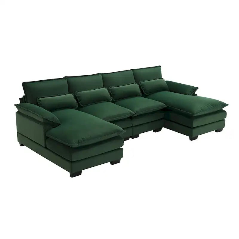 6-seat Upholstered Symmetrical Sofa Furniture U-shaped Sectional Sofa with Waist Pillows