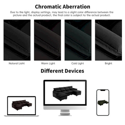 6-seat Upholstered Symmetrical Sofa Furniture U-shaped Sectional Sofa with Waist Pillows