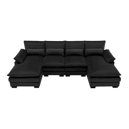 6-seat Upholstered Symmetrical Sofa Furniture U-shaped Sectional Sofa with Waist Pillows