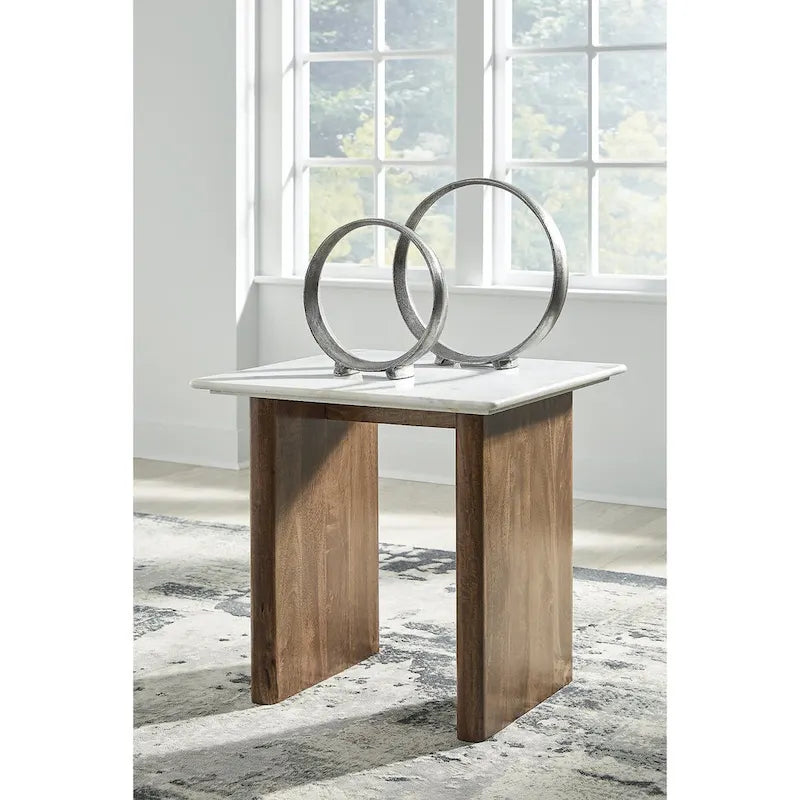 Signature Design by Ashley Isanti Light Brown/White End Table - 23.13W x 23.13D x 22.63H