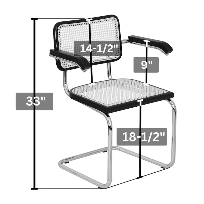 Breuer Chair Company Marcel Breuer Cesca Cane Cantilever Armchair Arm Chair w/ White Steel Frame (Various Wood & Cane Colors)