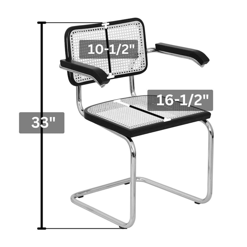 Breuer Chair Company Marcel Breuer Cesca Cane Cantilever Armchair Arm Chair w/ White Steel Frame (Various Wood & Cane Colors)