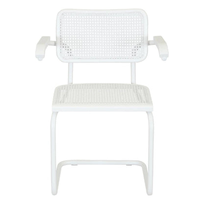 Breuer Chair Company Marcel Breuer Cesca Cane Cantilever Armchair Arm Chair w/ White Steel Frame (Various Wood & Cane Colors)