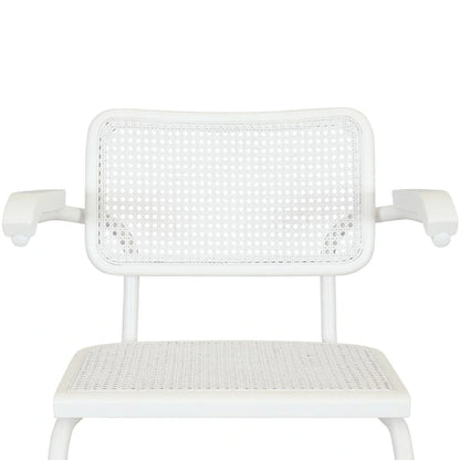 Breuer Chair Company Marcel Breuer Cesca Cane Cantilever Armchair Arm Chair w/ White Steel Frame (Various Wood & Cane Colors)