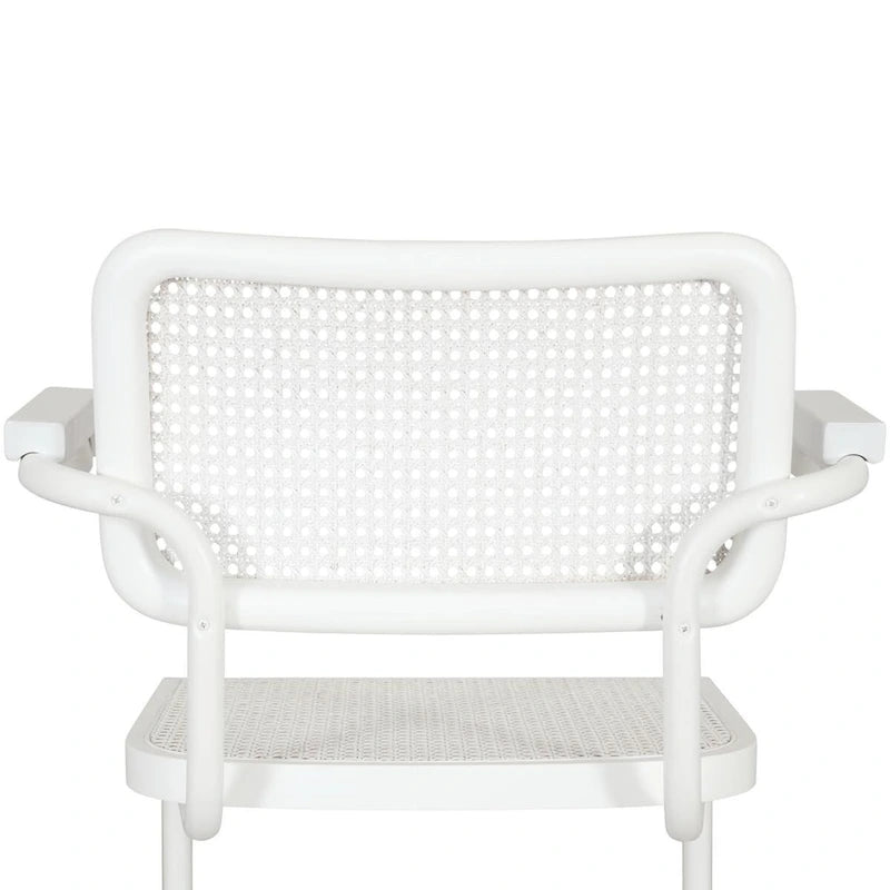 Breuer Chair Company Marcel Breuer Cesca Cane Cantilever Armchair Arm Chair w/ White Steel Frame (Various Wood & Cane Colors)