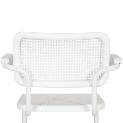Breuer Chair Company Marcel Breuer Cesca Cane Cantilever Armchair Arm Chair w/ White Steel Frame (Various Wood & Cane Colors)
