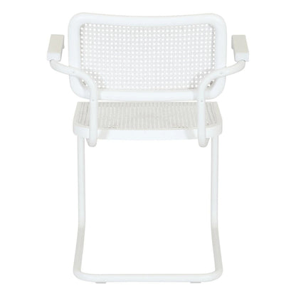 Breuer Chair Company Marcel Breuer Cesca Cane Cantilever Armchair Arm Chair w/ White Steel Frame (Various Wood & Cane Colors)