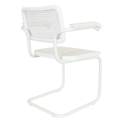 Breuer Chair Company Marcel Breuer Cesca Cane Cantilever Armchair Arm Chair w/ White Steel Frame (Various Wood & Cane Colors)